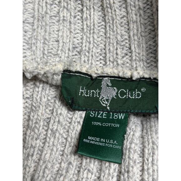 VTG Hunt Club Turtleneck Sweater Womens Size 18W Gray Beige Chunky Cable Knit - Picture 3 of 6